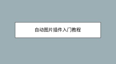 自动图片插件入门教程 自动图片插件入门教程