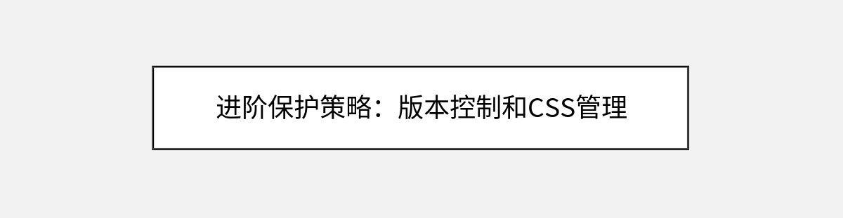 进阶保护策略:版本控制和CSS管理 进阶保护策略:版本控制和CSS管理