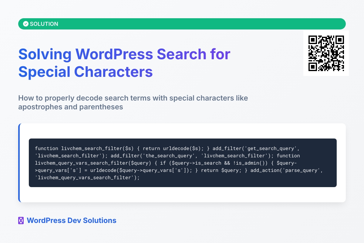 由于解码不当，WordPress 搜索特殊字符失败
