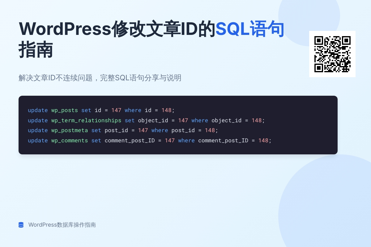 WordPress修改某篇文章ID的SQL语句是什么