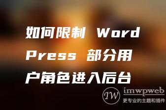 如何限制 WordPress 部分用户角色进入后台