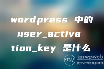 wordpress 中的 user_activation_key 是什么