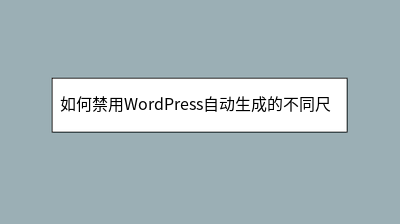 如何禁用WordPress自动生成的不同尺寸图片 如何禁用WordPress自动生成的不同尺寸图片
